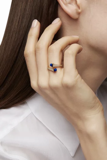 Cleo Diamond Wrap Ring with Lapis Lazuli in 18kt Rose Gold