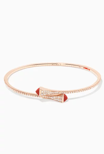Cleo Diamond & Red Coral Slip-on Bracelet in 18kt Rose Gold