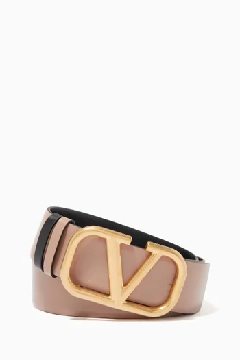Valentino Garavani VLOGO Reversible Belt in Glossy Leather, 40mm    