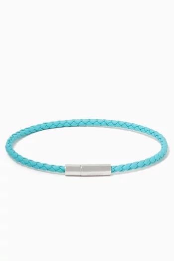 Gianni Sterling Silver & Woven Leather Bracelet          