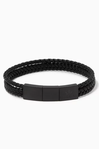 Enzo 2-Line Woven Leather Bracelet