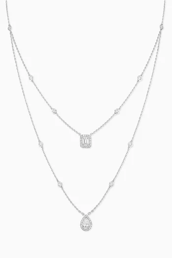 My Twin 2 Rows Diamond Necklace in 18kt White Gold