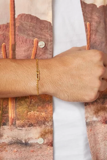 سوار أنيكس بتصميم سلسلة كوبية بالفضة الإسترلينية المطلية بالذهب