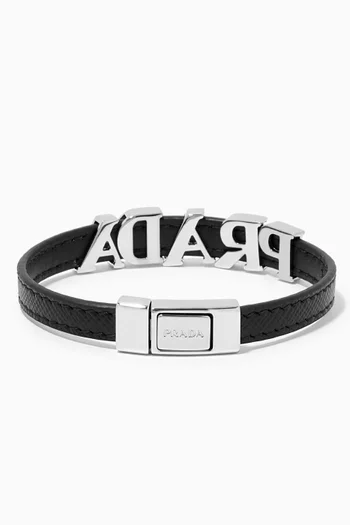 Logo Lettering Bracelet in Saffiano Leather