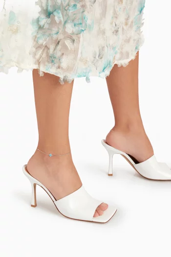 خلخال كليو ذهب أبيض عيار 18 مرصع بالعقيق الأزرق والماس