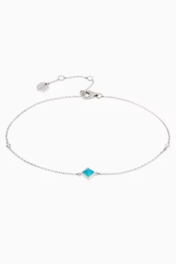 خلخال كليو ذهب أبيض عيار 18 مرصع بالعقيق الأزرق والماس