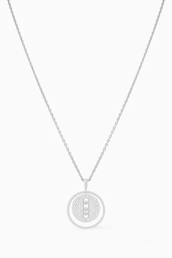 Lucky Move MM Pavé Diamond Necklace in 18kt White Gold   