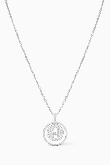 Lucky Move PM Pavé Diamond Necklace in 18kt White Gold  