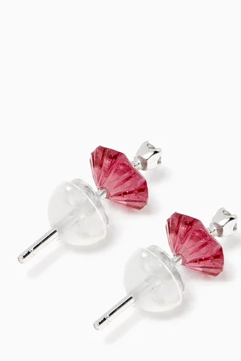 Floral Rhodolite Diamond Earrings in 18kt White Gold    