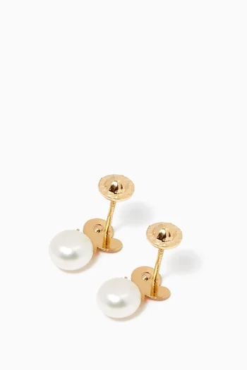 Butterfly Pearl Diamond Earrings in 18kt Yellow Gold       
