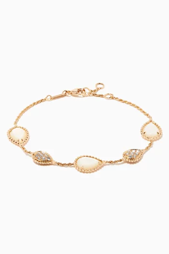 Serpent Bohème Five Motifs Mother of Pearl Diamond Bracelet in 18kt Yellow Gold
