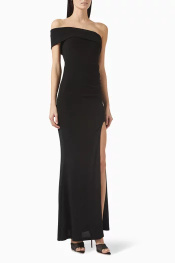 Delary Off-shoulder Slit Gown