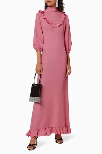 Ruffled Crepe Maxi Dress  