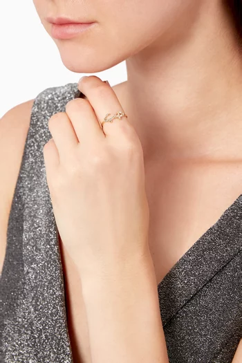 Hobb/ Love Baguette Diamond Ring in 18kt Yellow Gold