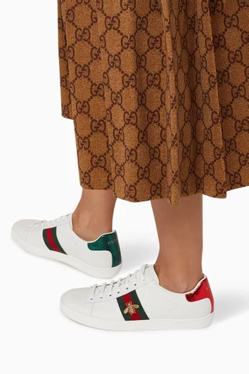 Ace Embroidered Low Top Sneakers in Leather  