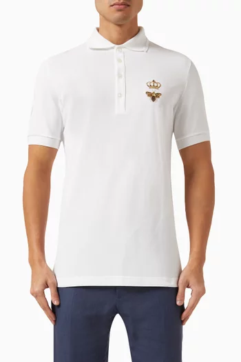 Lurex-embroidered Polo Shirt in Cotton-piqué