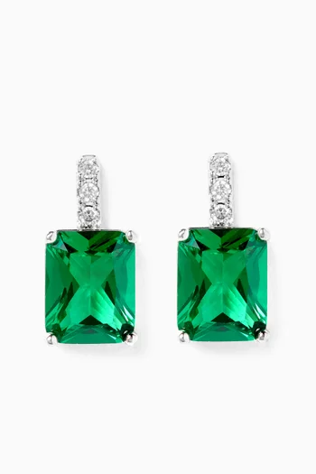 CZ with Emerald Drop Earrings