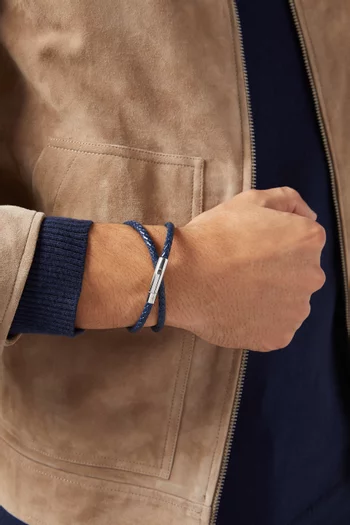 سوار ماتيو جلد مجدول بتصميم مزدوج