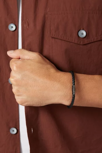 Sergio Leather Bracelet in Woven Grain Leather   