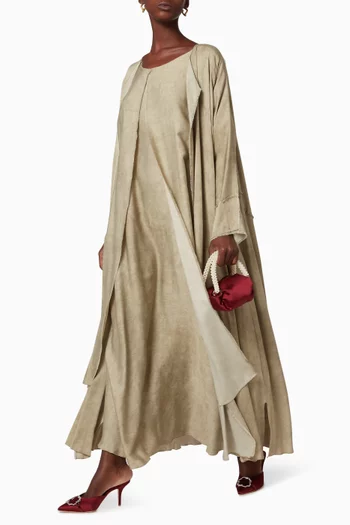 طقم عباية كتان