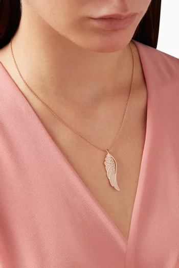 Wings Reflection "Spring" Medium Diamond Pendant with Enamel in 18kt Rose Gold         