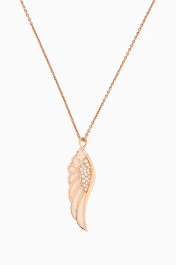 Wings Reflection "Spring" Medium Diamond Pendant with Enamel in 18kt Rose Gold         