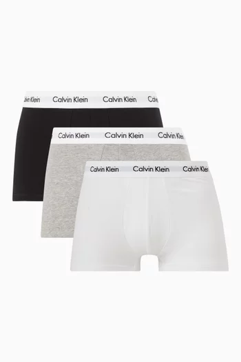 Low Rise Trunks in Cotton Stretch, Set of 3      