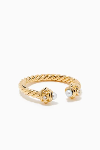 Renaissance® Pearl Ring in 18kt Yellow Gold with Diamonds