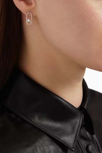 أقراط تراك مرصعة بالماس واللؤلؤ ذهب أصفر عيار 14