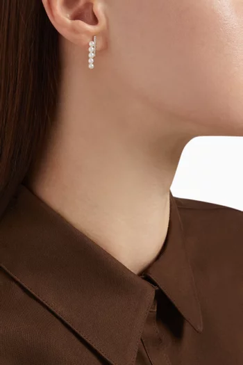 أقراط باي باس مرصعة بماس ولؤلؤ ذهب أصفر عيار 14