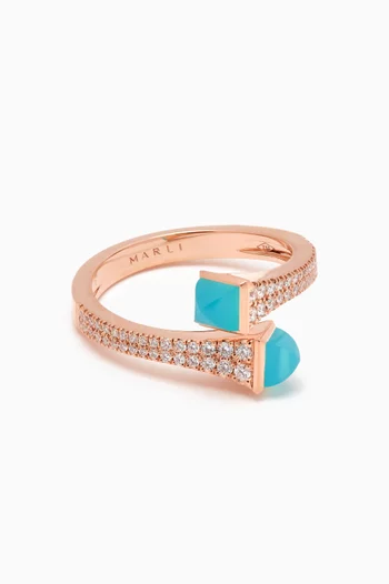 Cleo Diamond Wrap Ring with Blue Chalcedony in 18kt Rose Gold