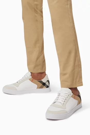 Sneakers in Leather, Suede & House Check Cotton    