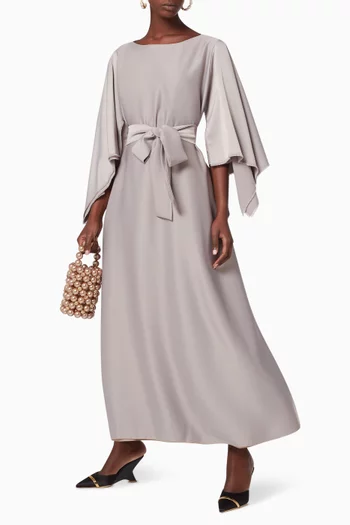 Fringed Belted Silk Dress  