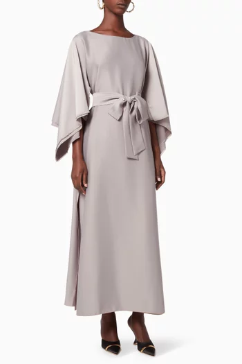 Fringed Belted Silk Dress  