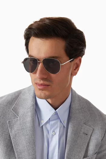 James Aviator Polarized Sunglasses in Stainless Steel