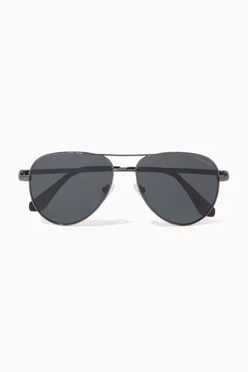 James Aviator Polarized Sunglasses in Stainless Steel