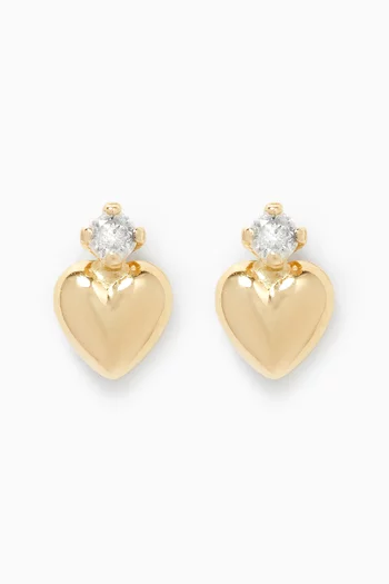 Heart Diamond Earrings in 18kt Yellow Gold          