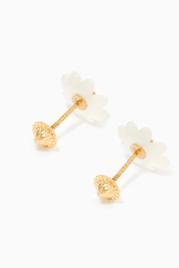 Floral Diamond Stud Earrings in 18kt Yellow Gold
