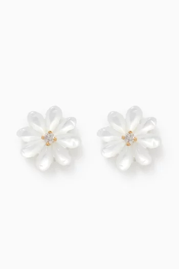 Floral Diamond Stud Earrings in 18kt Yellow Gold     