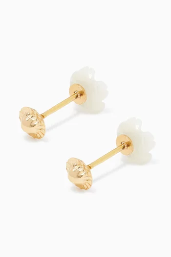 Floral Diamond Stud Earrings in 18kt Yellow Gold     