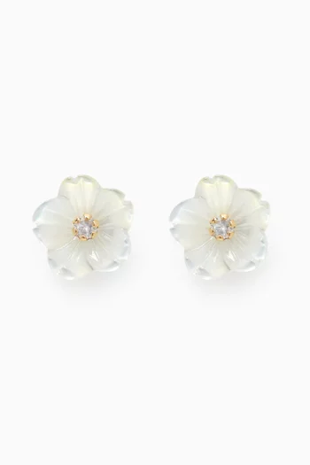 Floral Diamond Stud Earrings in 18kt Yellow Gold     