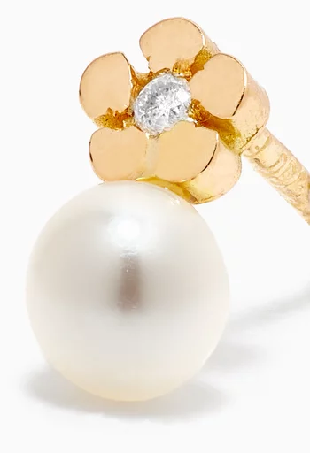 Pearl Diamond Stud Earrings in 18kt Yellow Gold    