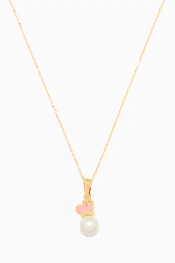 Butterfly Diamond Pearl Pendant in 18kt Yellow Gold        