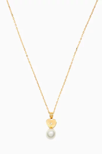 Heart Pearl Diamond Pendant in 18kt Yellow Gold        