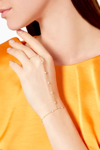 سوار سلسلة مزين بلؤلؤ ذهب عيار 18