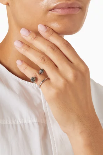 Twin Skull Double Ring in Plated Brass