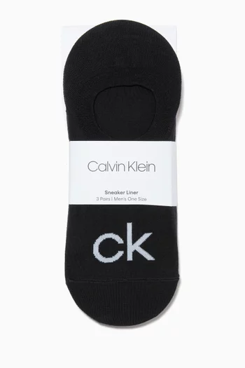 Logo Combed Cotton Invisible Socks, Set of 3