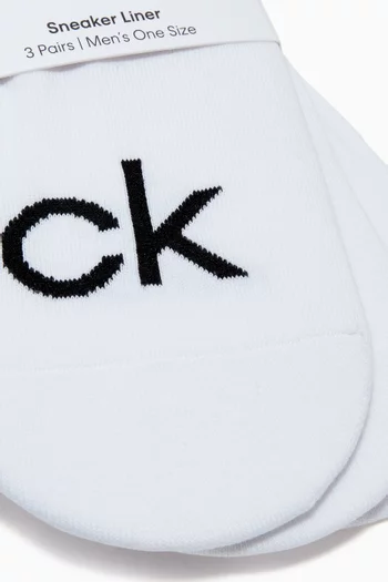 Logo Combed Cotton Invisible Socks, Set of 3