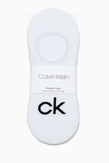 Logo Combed Cotton Invisible Socks, Set of 3