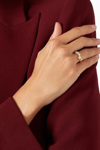 خاتم ستار برست مرصع بماس بافيه ذهب أصفر عيار 18